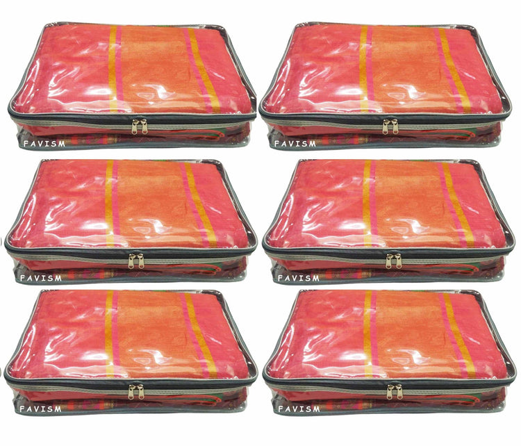 2.5" full transparent saree cover | wardrobe storage pack of 6 pcs. - FAVISM