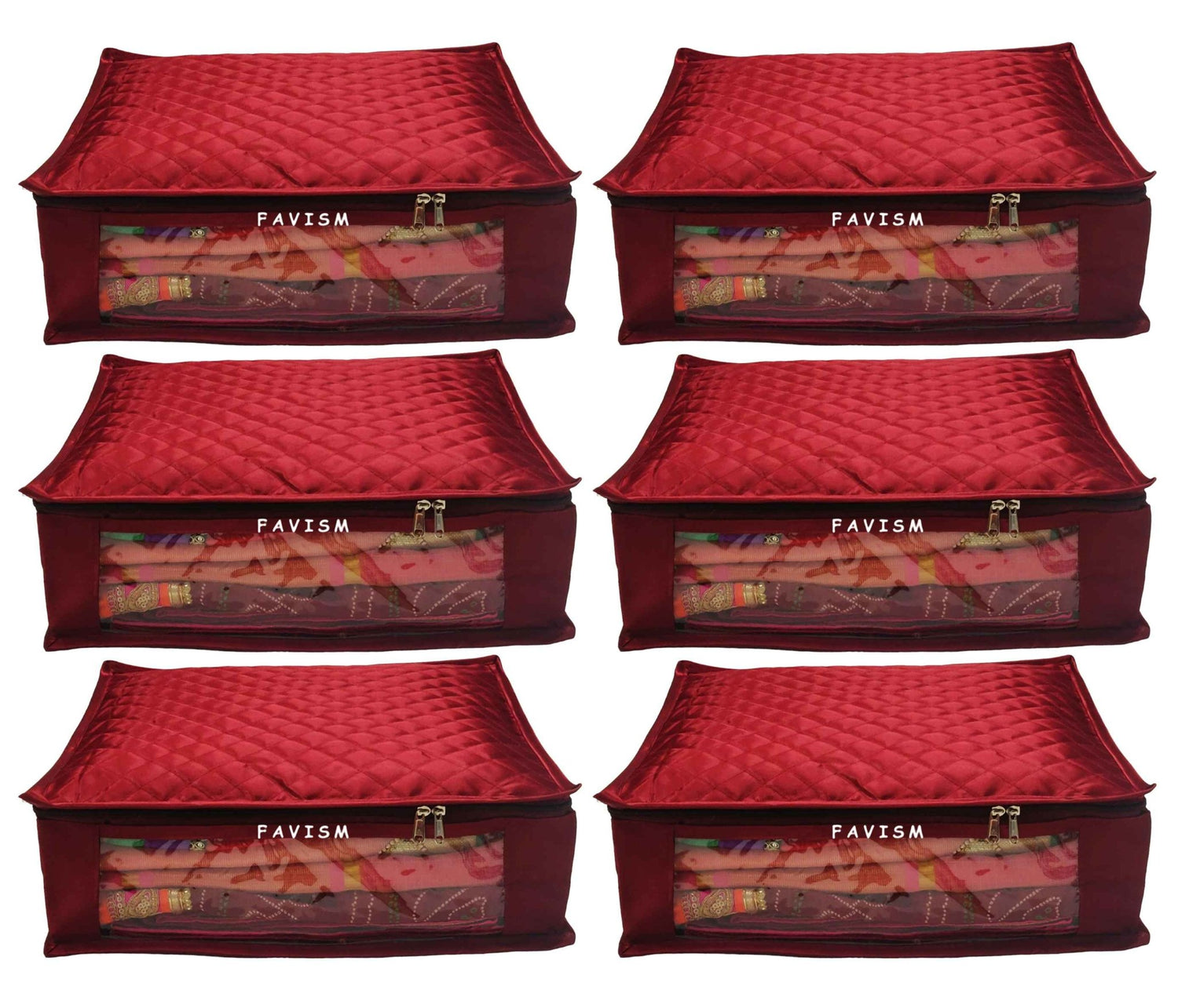 6" Satin saree cover | closet storage combo pack of 6 pcs. - FAVISM
