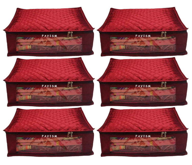 6" Satin saree cover | closet storage combo pack of 6 pcs. - FAVISM