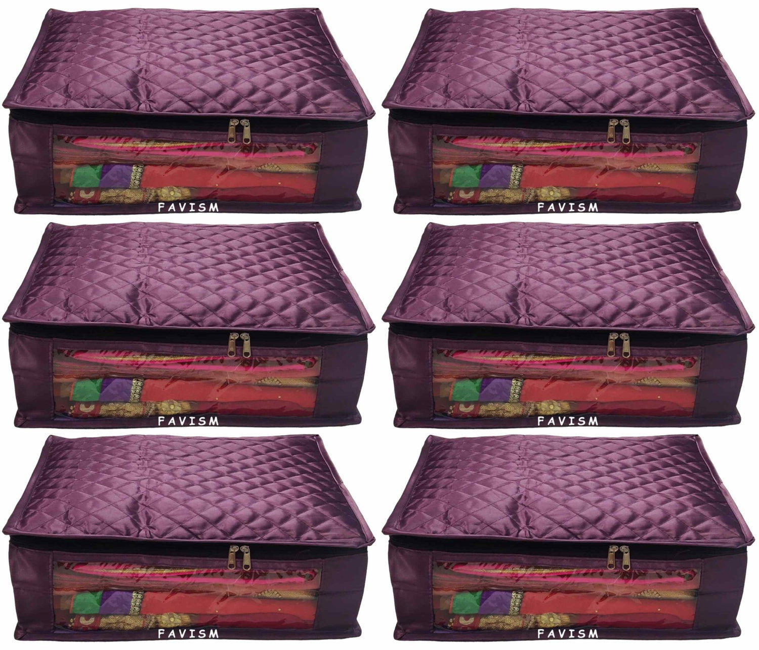 6" Satin saree cover | closet storage combo pack of 6 pcs. - FAVISM