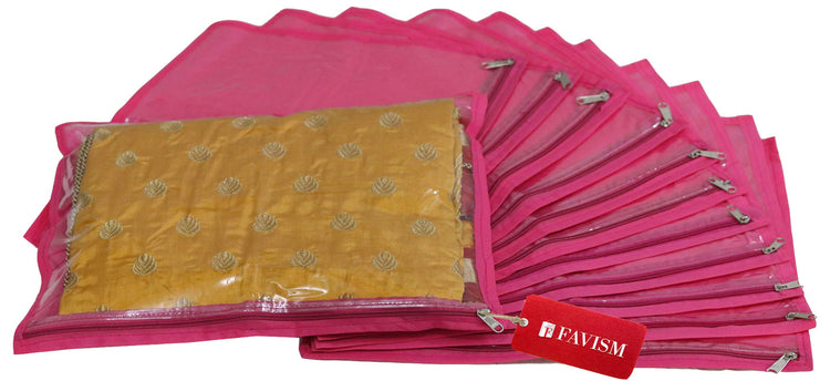 Non-woven single saree cover | garment cover combo pack of 12 pcs. - FAVISM