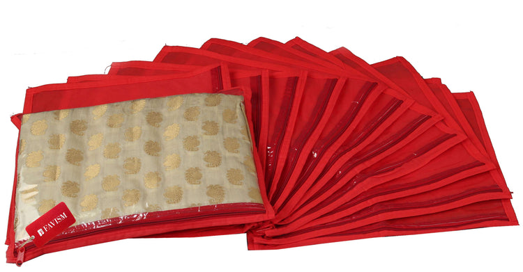 Non-woven single saree cover | garment cover combo pack of 12 pcs. - FAVISM