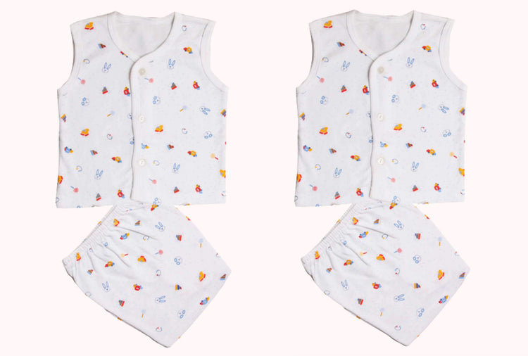 Newborn half t-shirt | pant pack of 2 set, white !! premium quality !! - FAVISM