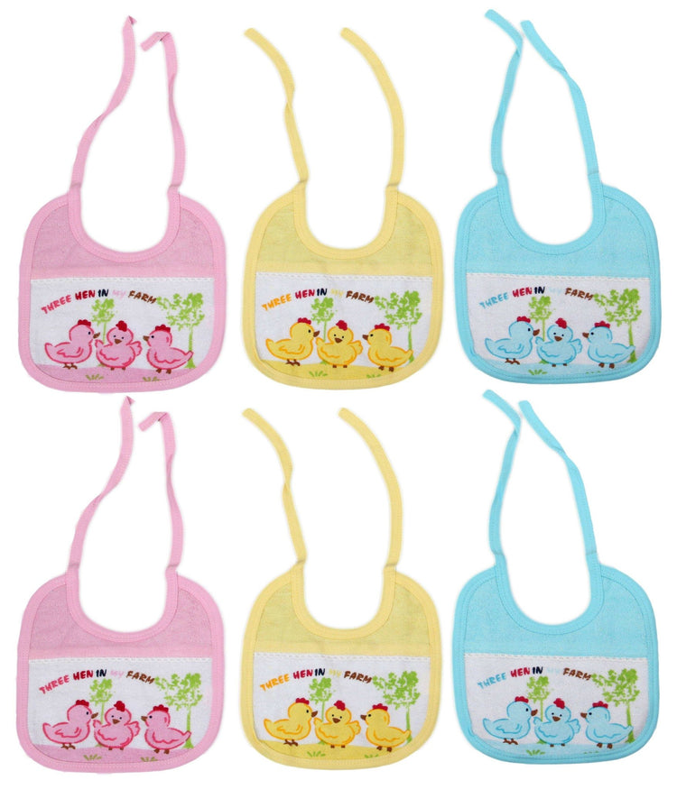 Newborn pure soft cotton bibs for 0-36 month babies pack of 6 pcs. - FAVISM
