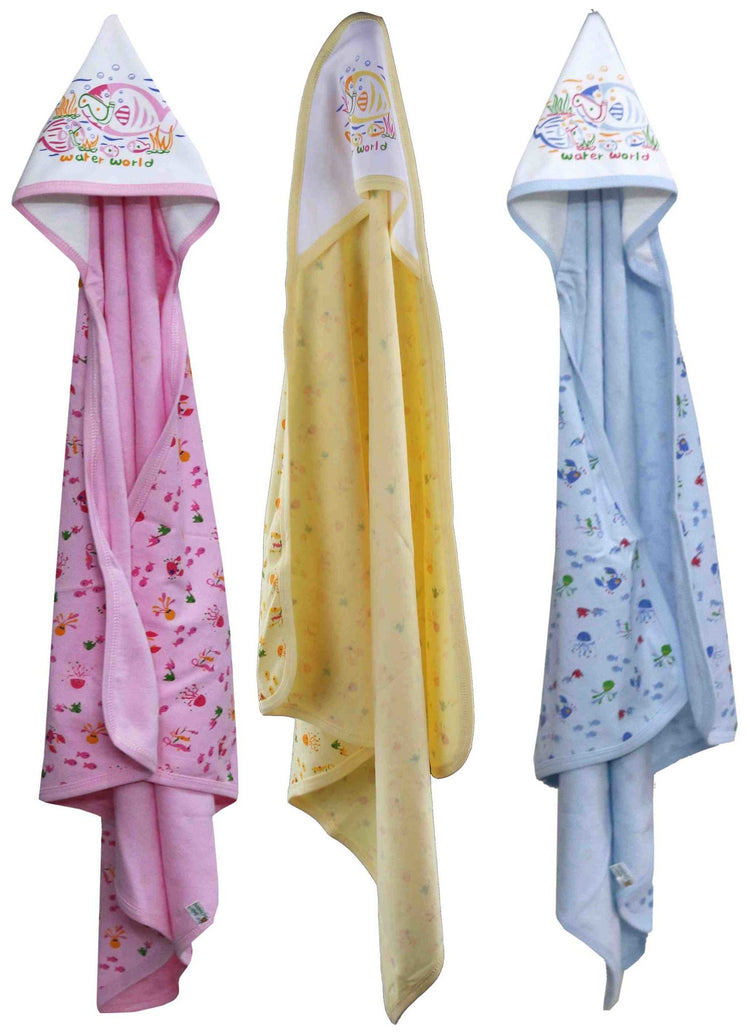 Newborn pure soft cotton bath towel with hood pack of 3 pcs ( 0-36 months ) - FAVISM