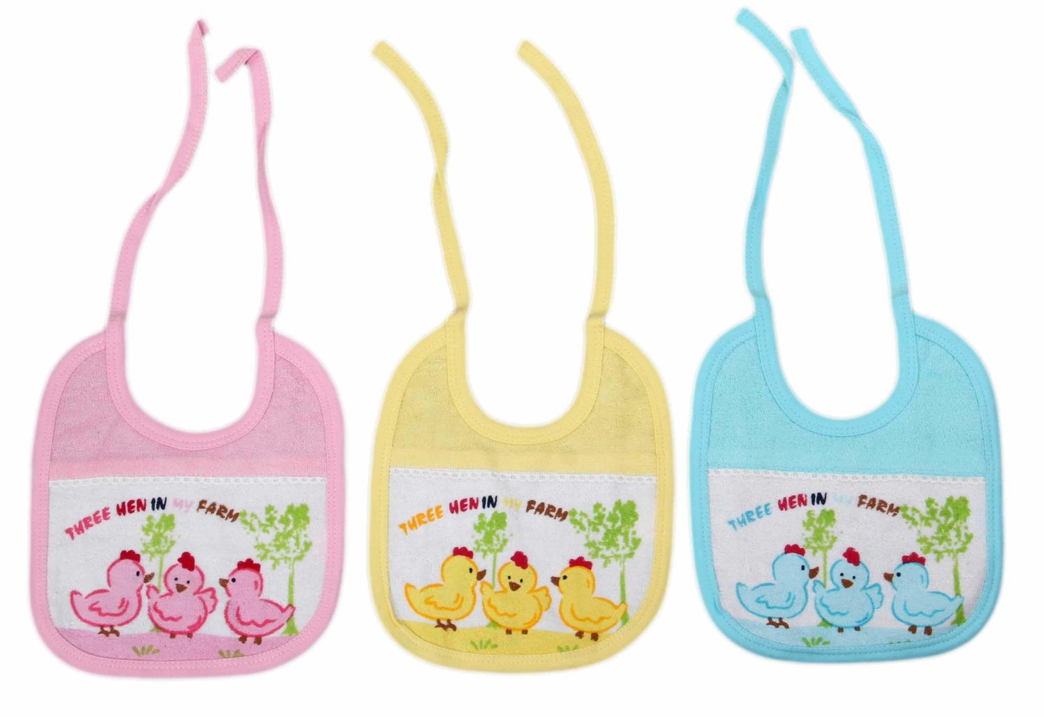 Newborn pure soft cotton bibs for 0-36 month babies pack of 3 pcs. - FAVISM