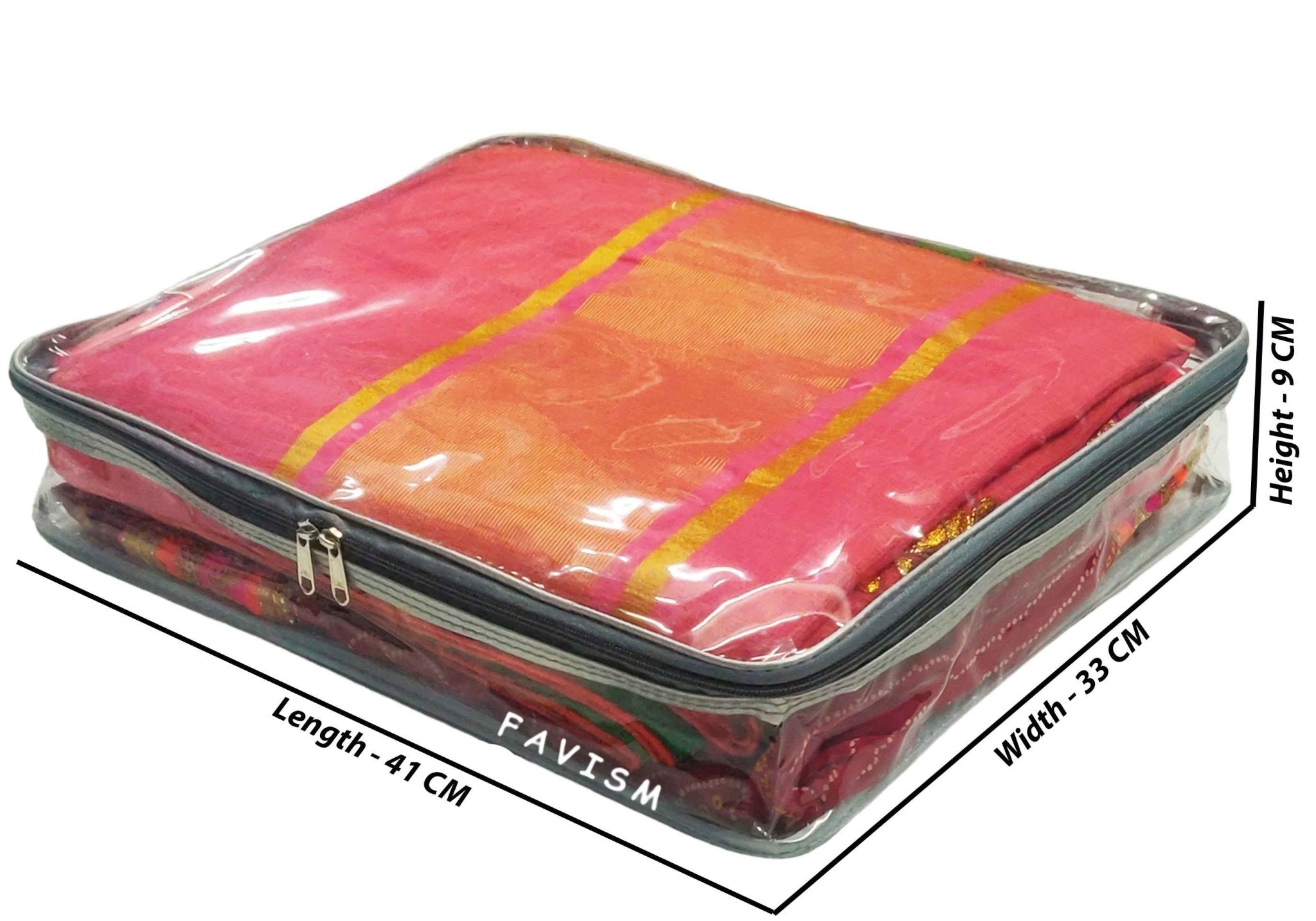 Samse Saree Cover Set of 03 | Saree Cover Set | Saree Bag | Transparent  Saree Storage Bag with Zip | Saree Cover Set Combo Offer - Pack of 03 -  Large Size ( Black & grey border )