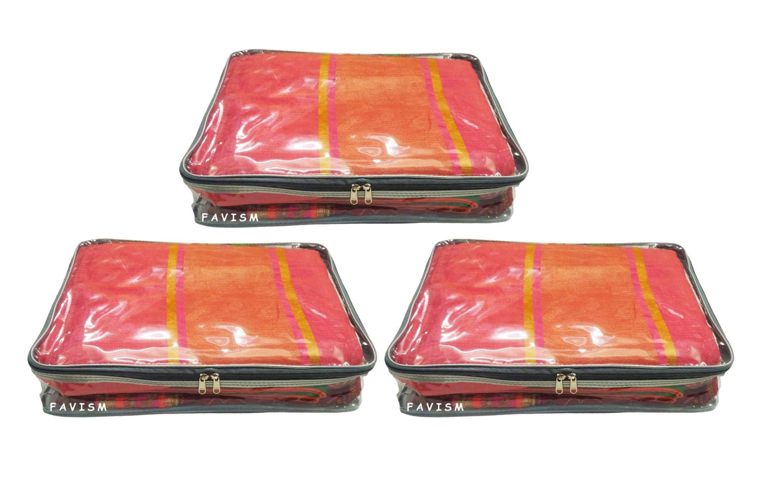 JaipurCrafts Saree Cover Full Transparent with Capacity of 10-15 Sarees  (Golden Lace)