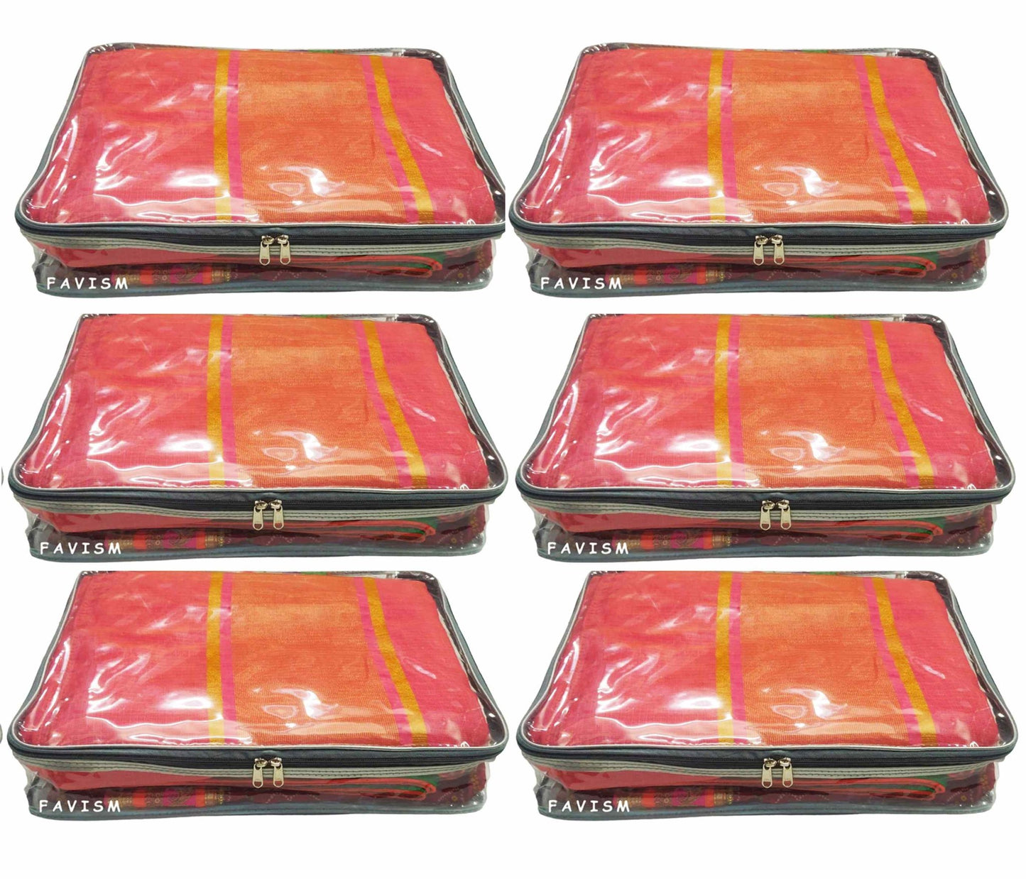 2.5" full transparent saree cover | wardrobe storage pack of 6 pcs. - FAVISM