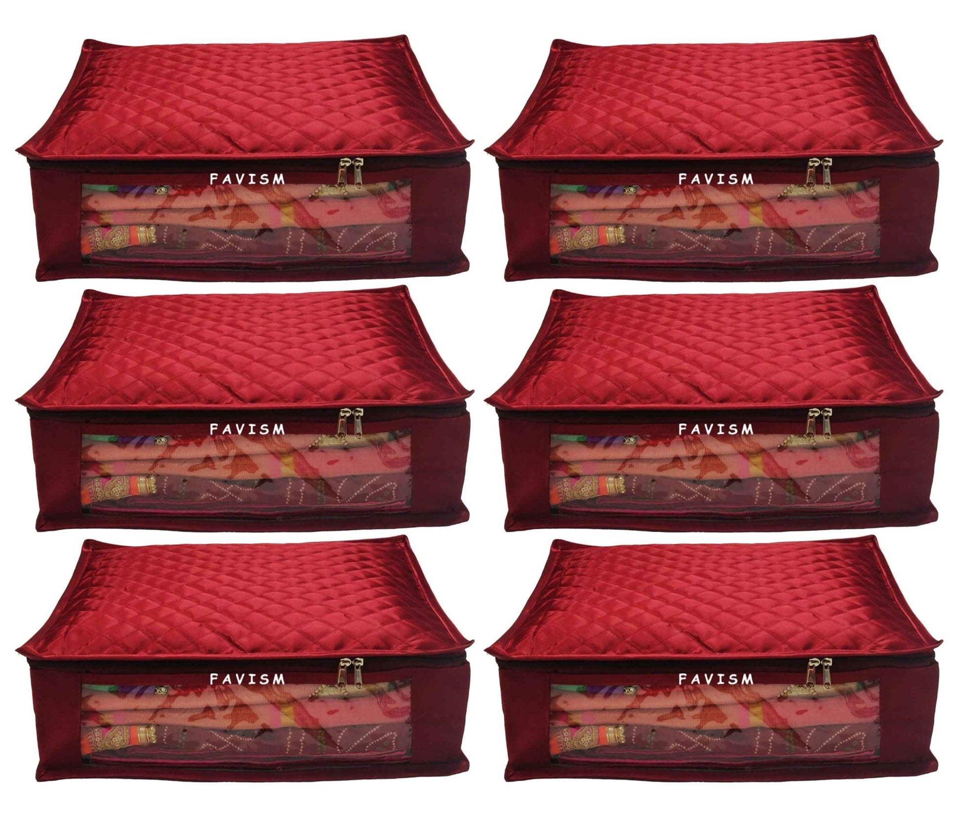 6" Satin saree cover | closet storage combo pack of 6 pcs. - FAVISM