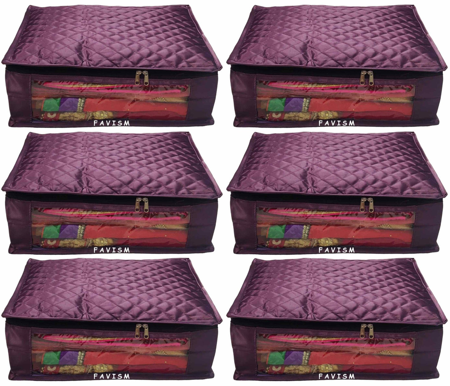 6" Satin saree cover | closet storage combo pack of 6 pcs. - FAVISM
