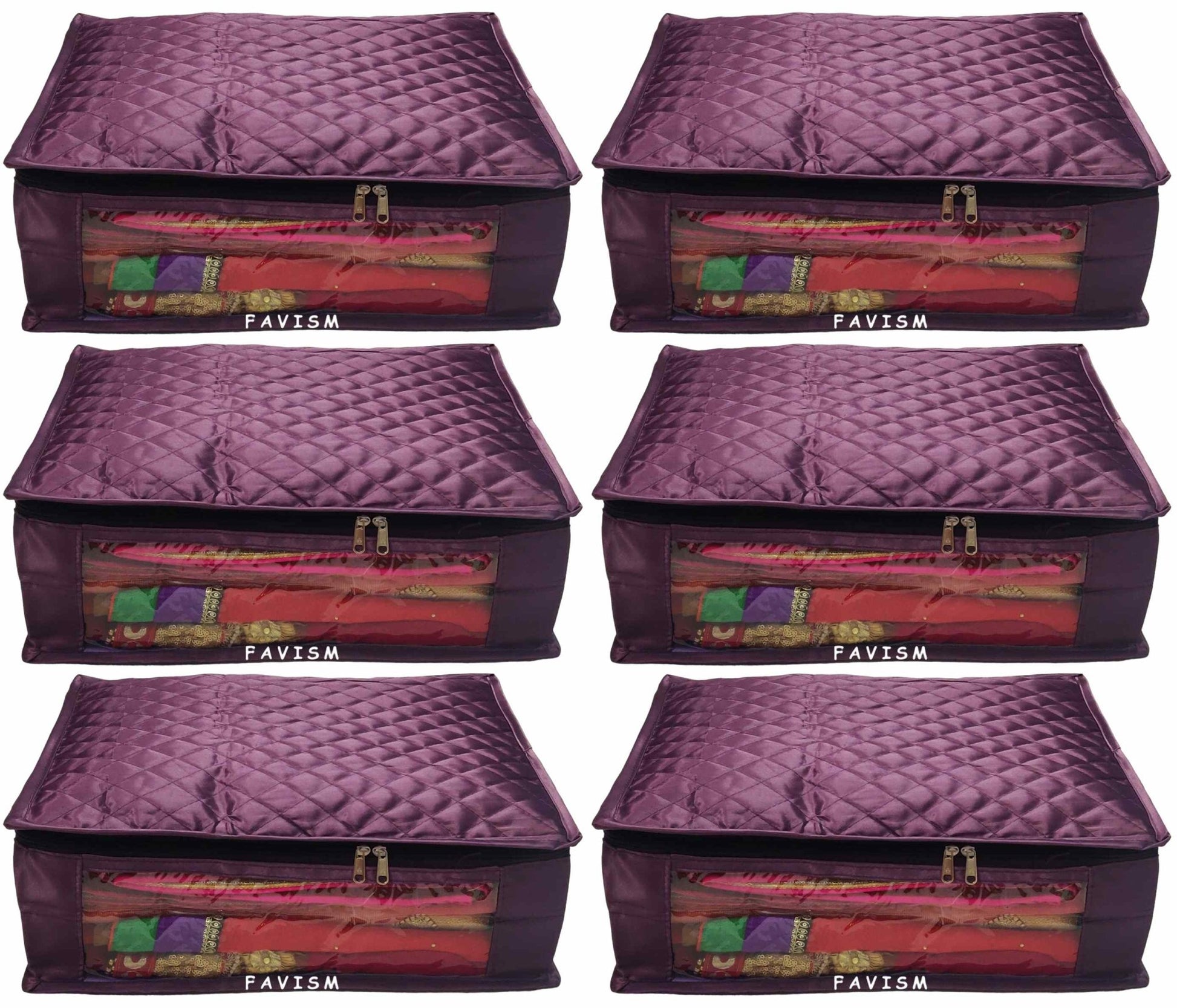6" Satin saree cover | closet storage combo pack of 6 pcs. - FAVISM