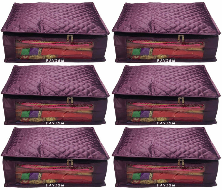 6" Satin saree cover | closet storage combo pack of 6 pcs. - FAVISM