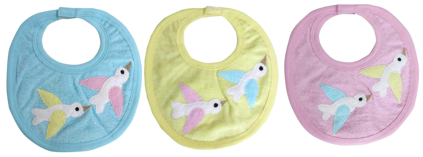 Newborn pure soft cotton bibs for 0-24 month babies pack of 3 pcs.