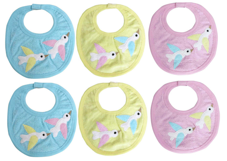 Newborn pure soft cotton bibs for 0-36 month babies pack of 6 pcs.