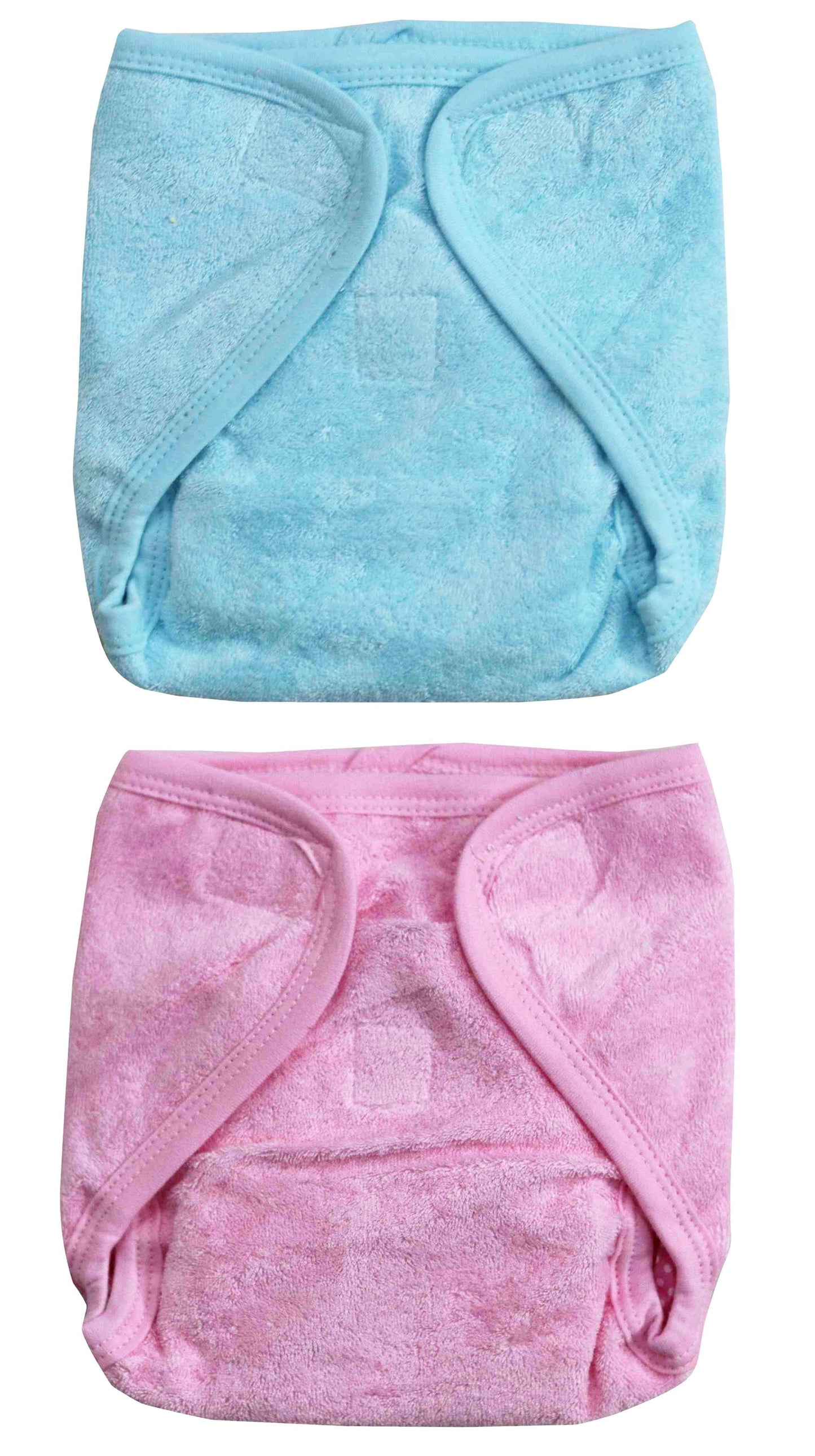 Newborn pure soft cotton reusable padded diapers or nappies pack of 2 pcs.