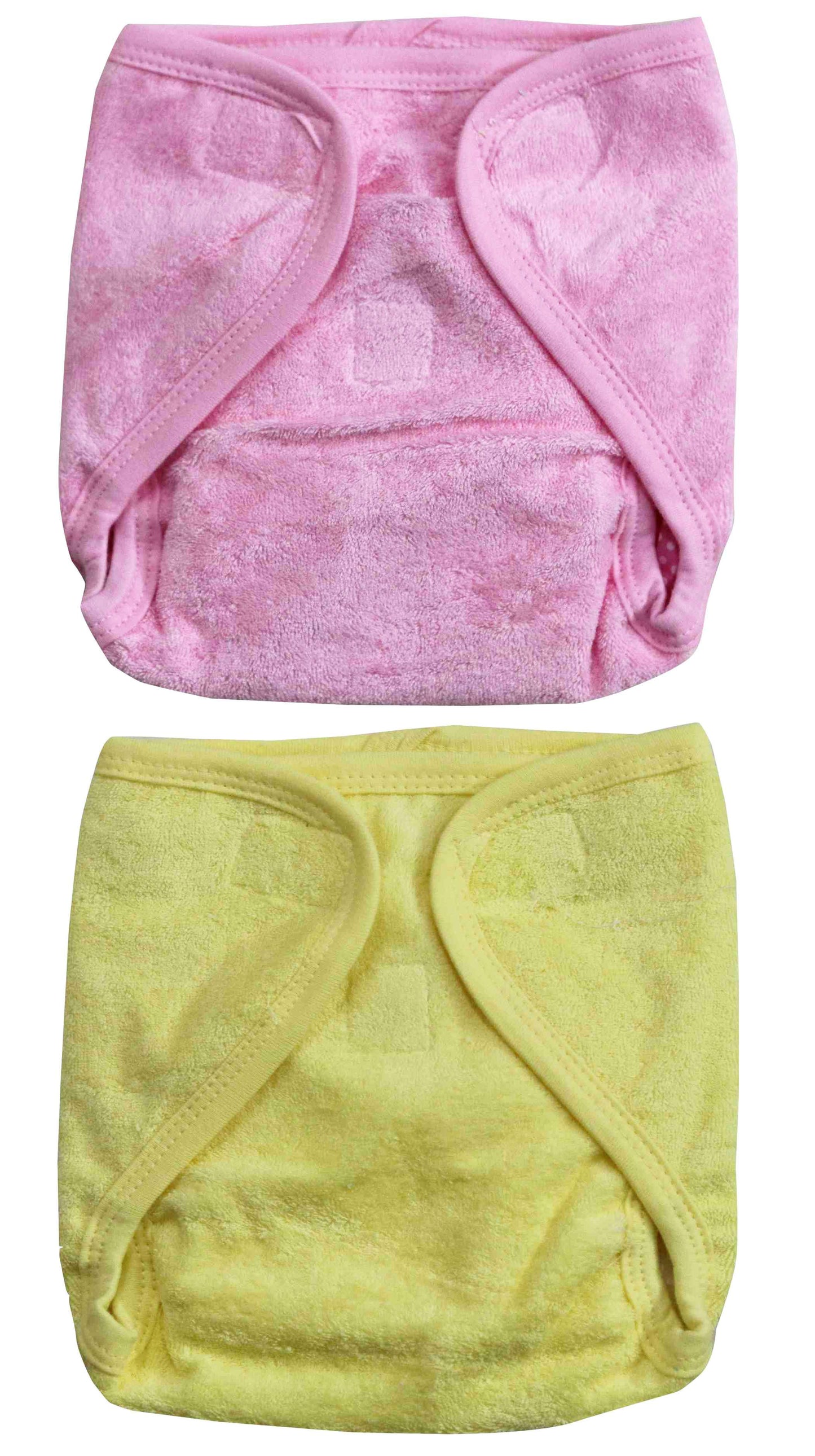 Newborn pure soft cotton reusable padded diapers or nappies pack of 2 pcs.