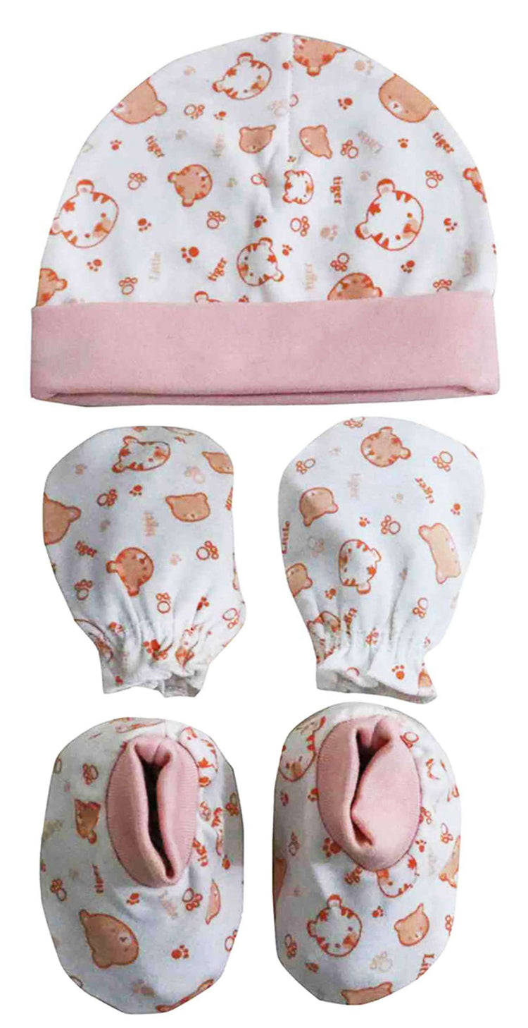 Newborn booties mittens cap set pack of 2 pair & 1 pcs ( 0-6 months )