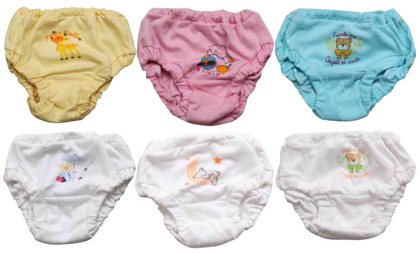 Newborn baby boys & baby girls pure soft cotton panties pack of 6 pcs.