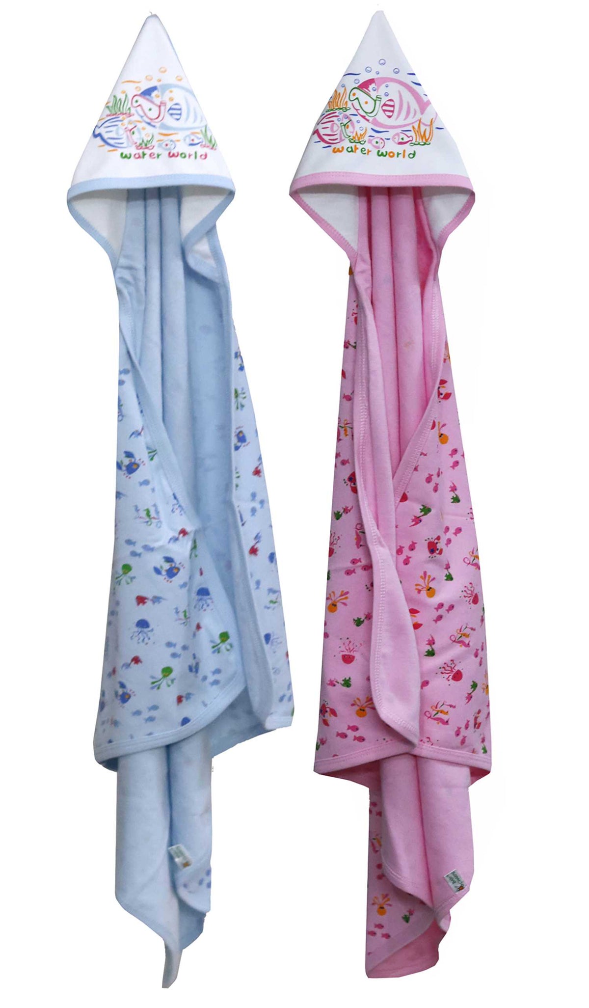 Newborn pure soft cotton bath towel with hood pack of 2 pcs ( 0-36 months )