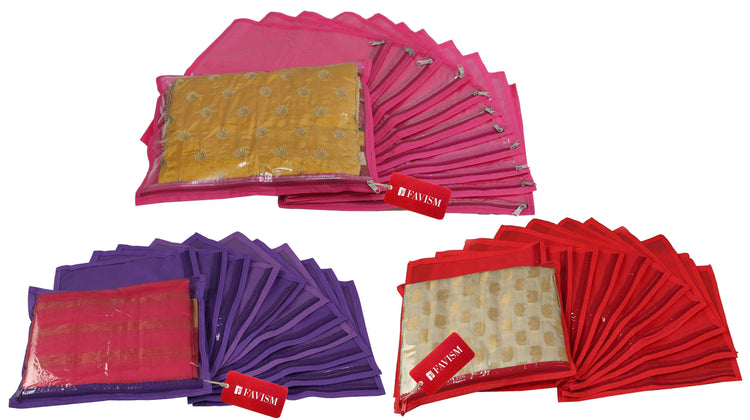 Non-woven single saree cover | garment cover combo pack of 36 pcs. - FAVISM