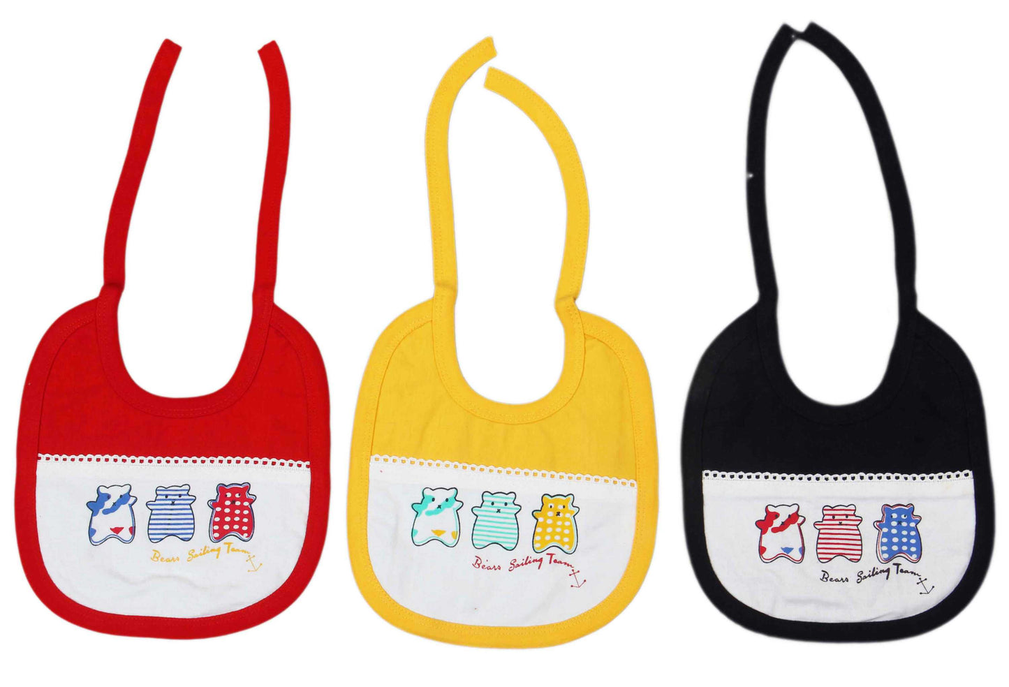 Newborn pure soft  cotton bibs for 0-24 month babies pack of 3 pcs.
