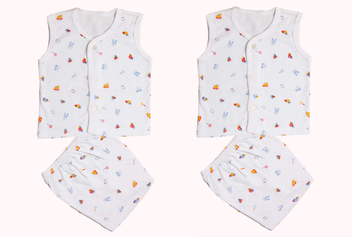 Newborn half t-shirt | pant pack of 2 set, white !! premium quality !! - FAVISM