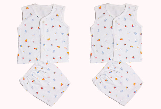 Newborn half t-shirt | pant pack of 2 set, white !! premium quality !! - FAVISM