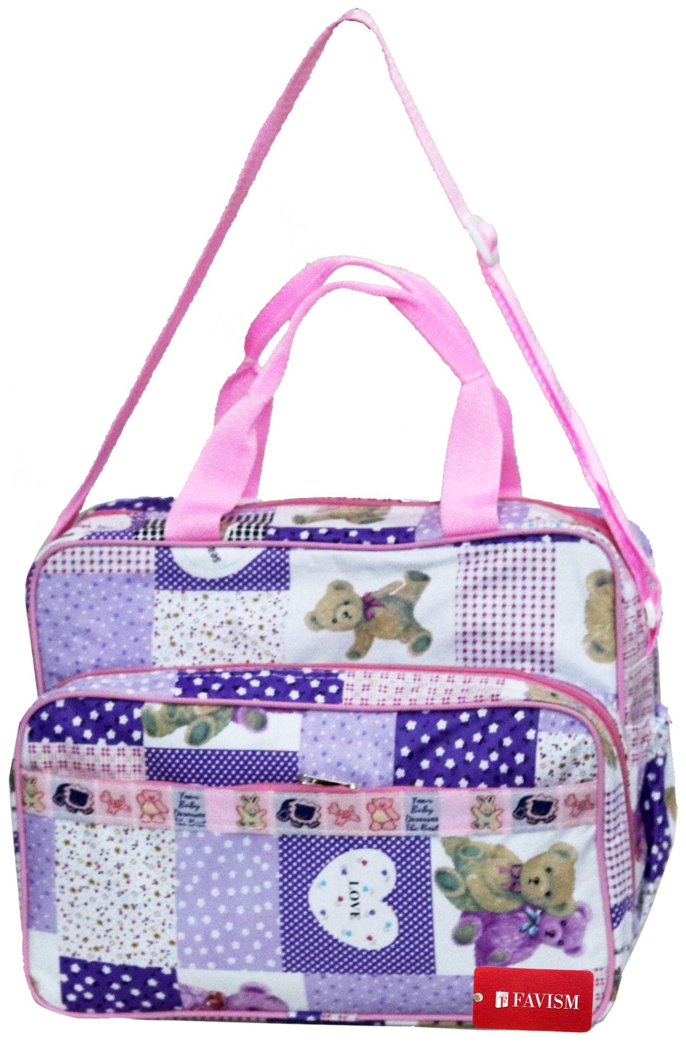 Baby Essentials 3 In 1 Pink Baby Girl Themed Diaper Bag — BagsInBulk.com