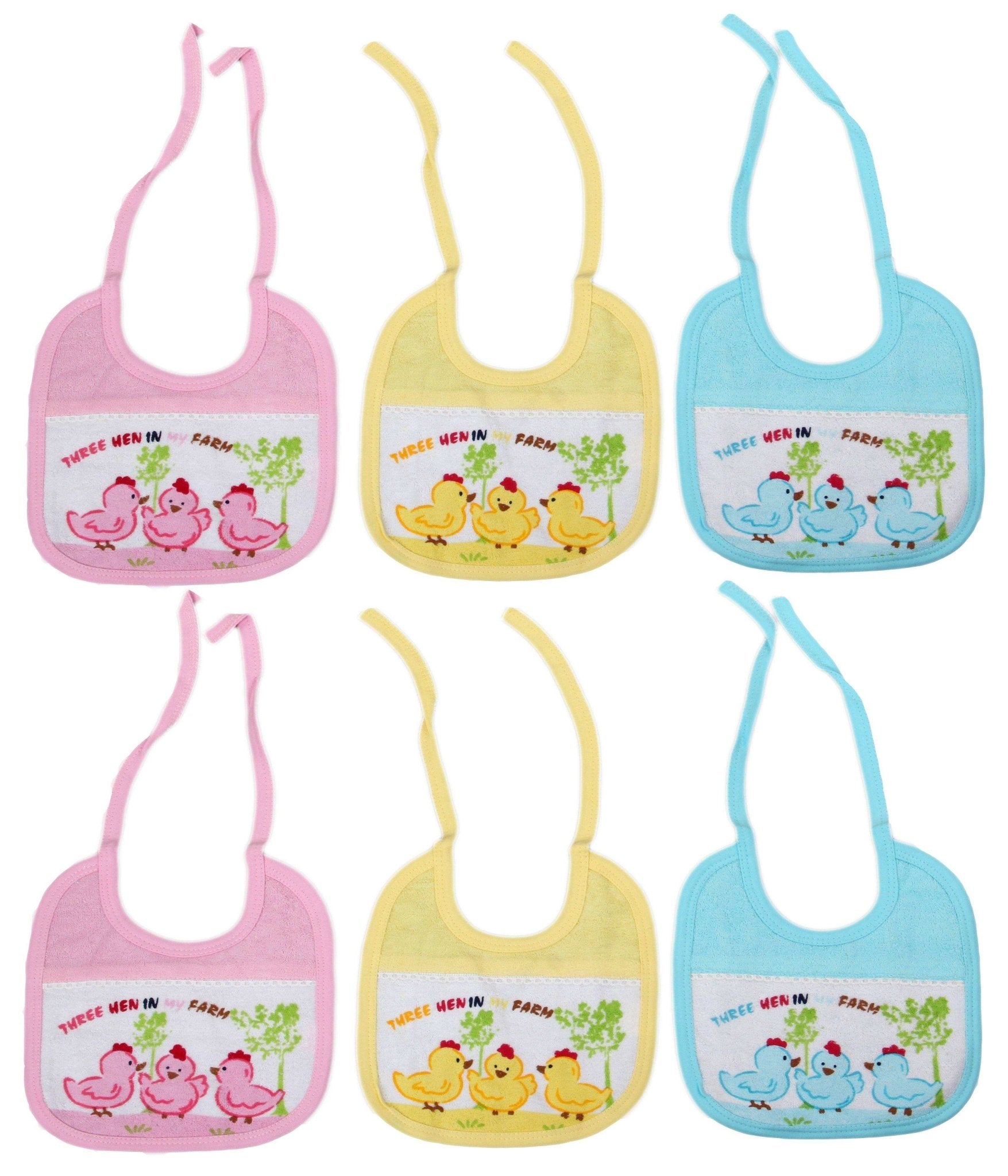Newborn pure soft cotton bibs for 0-36 month babies pack of 6 pcs. - FAVISM