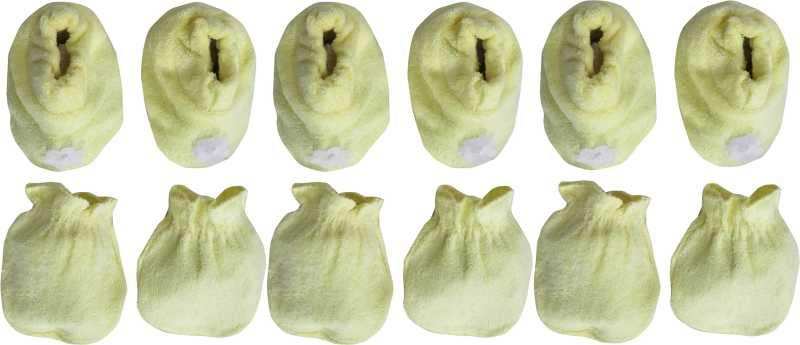Newborn pure soft cotton booties mittens set pack of 6 pairs ( 0-6 months ) - FAVISM