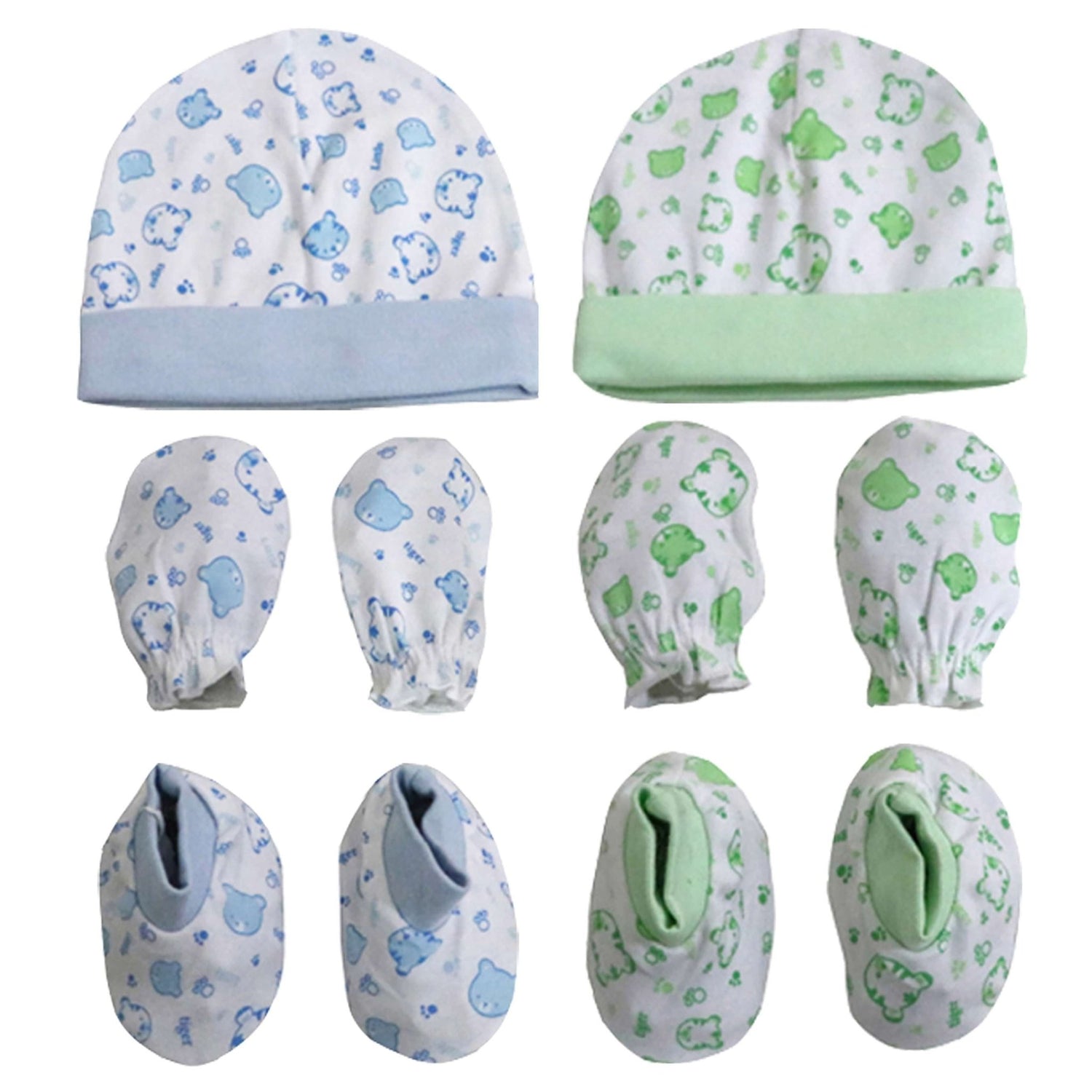 Newborn booties mittens cap set pack of 4 pair & 2 pcs ( 0-6 months ) - FAVISM