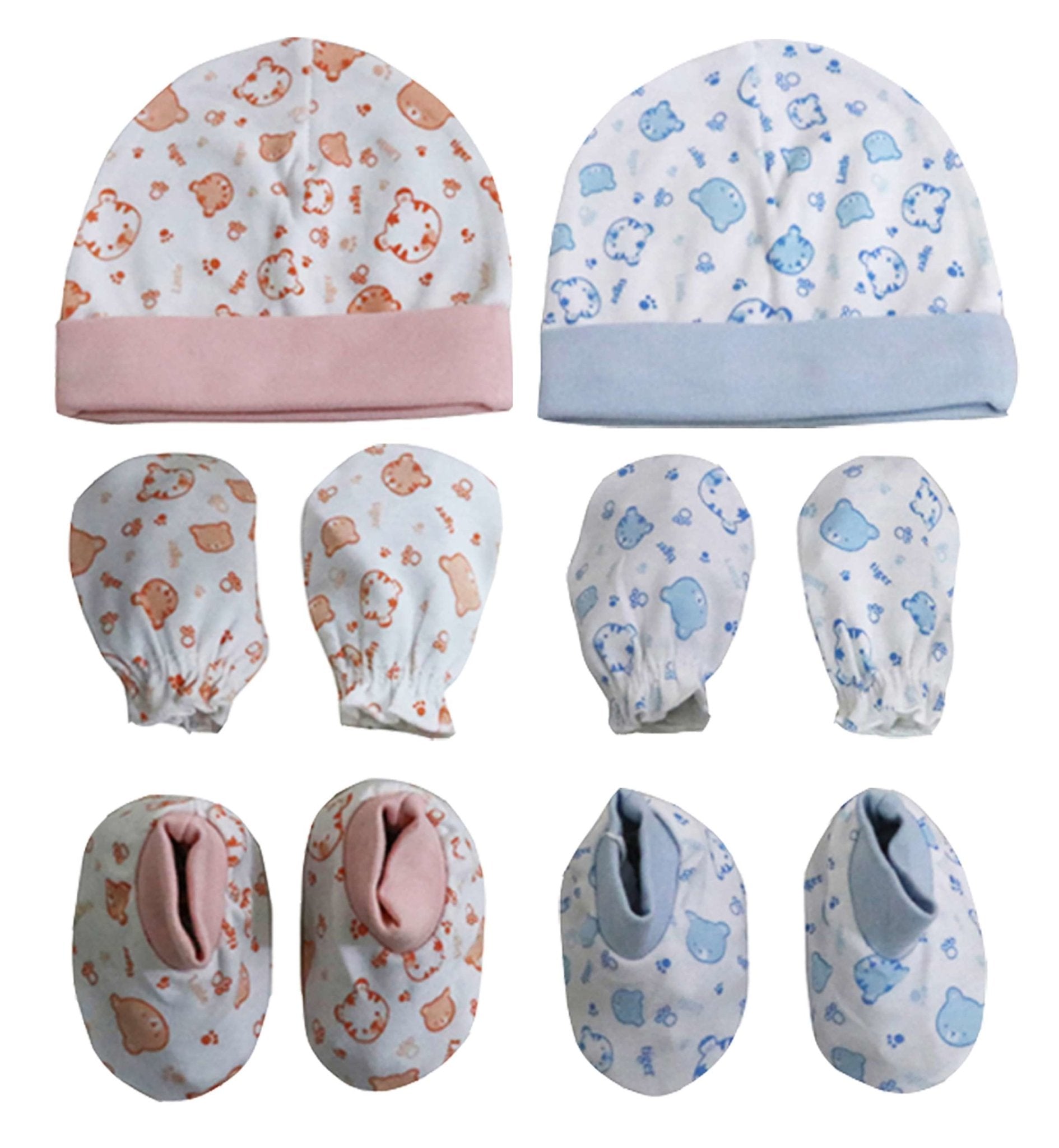 Newborn booties mittens cap set pack of 4 pair & 2 pcs ( 0-6 months ) - FAVISM