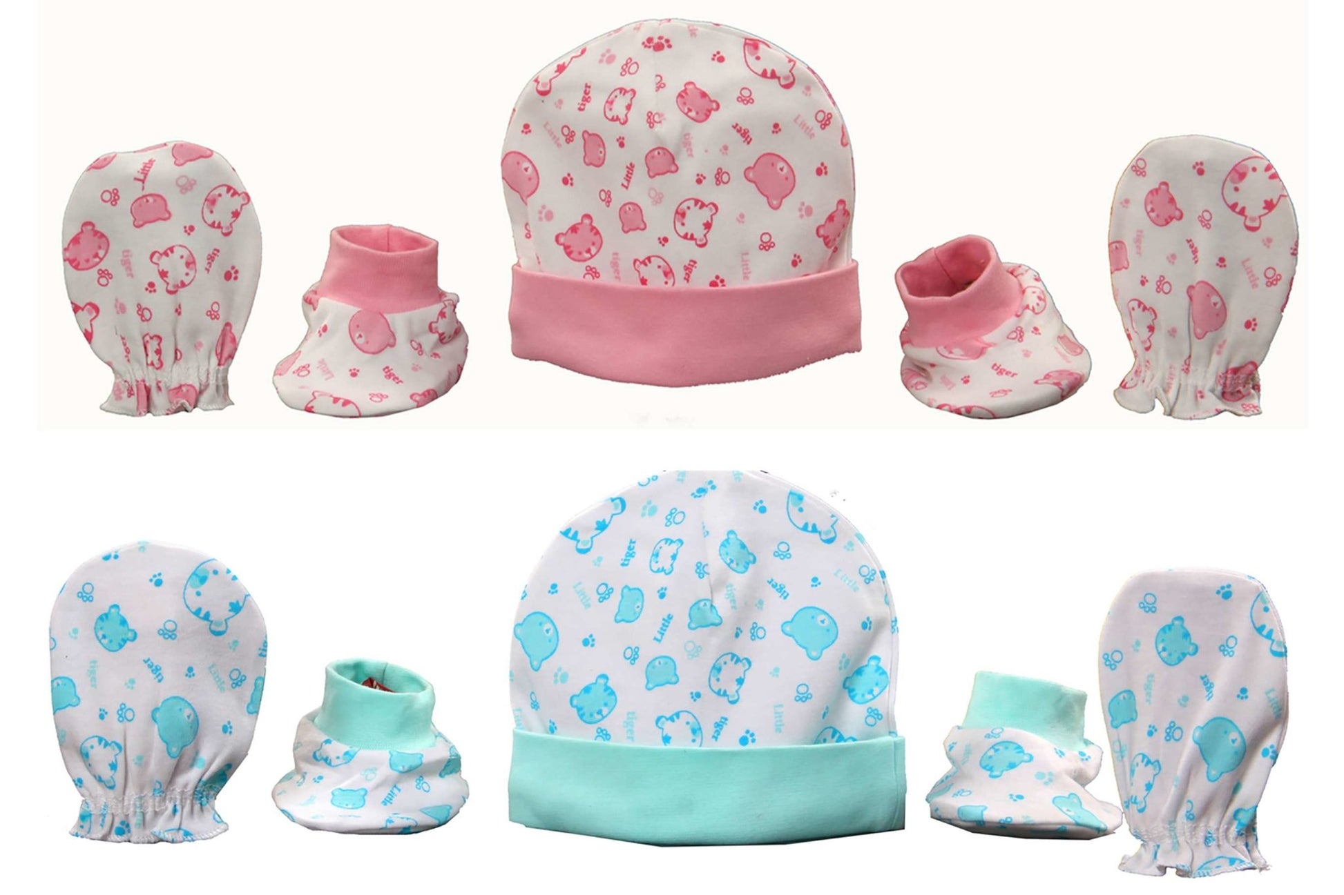 Newborn booties mittens cap set pack of 4 pair & 2 pcs ( 0-6 months ) - FAVISM