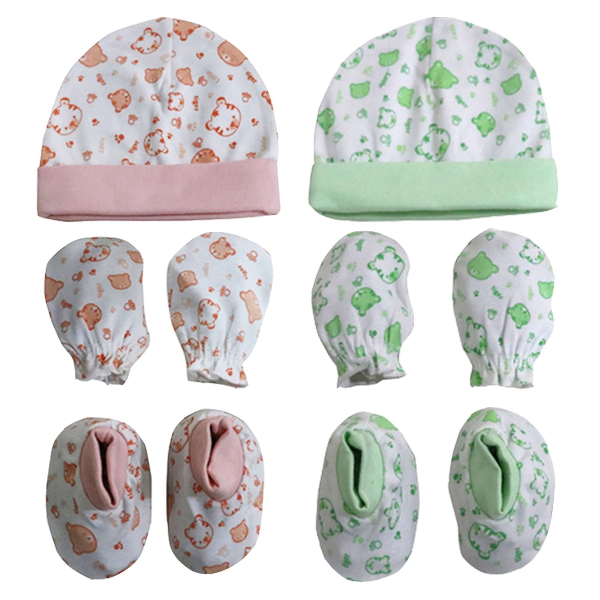 Newborn booties mittens cap set pack of 4 pair & 2 pcs ( 0-6 months ) - FAVISM