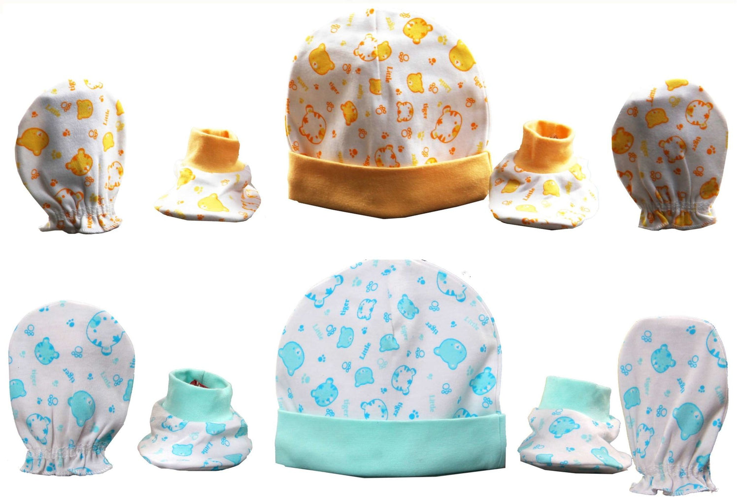 Newborn booties mittens cap set pack of 4 pair & 2 pcs ( 0-6 months ) - FAVISM