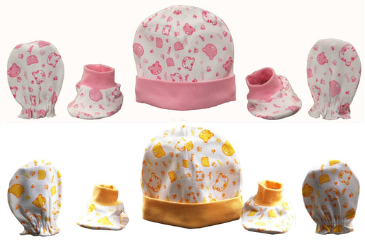 Newborn booties mittens cap set pack of 4 pair & 2 pcs ( 0-6 months ) - FAVISM