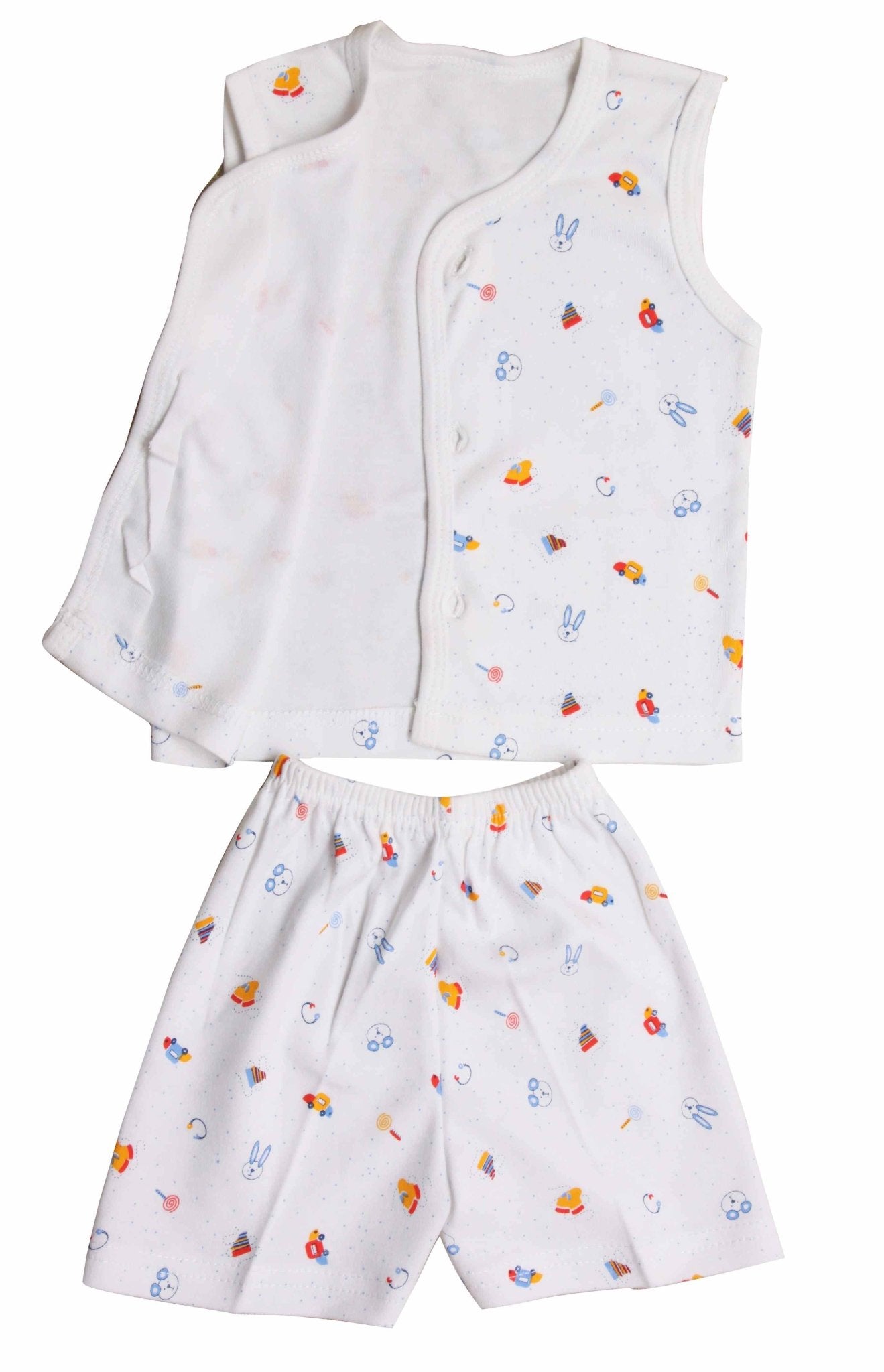 Newborn half t-shirt | pant set, white !! premium quality !! - FAVISM