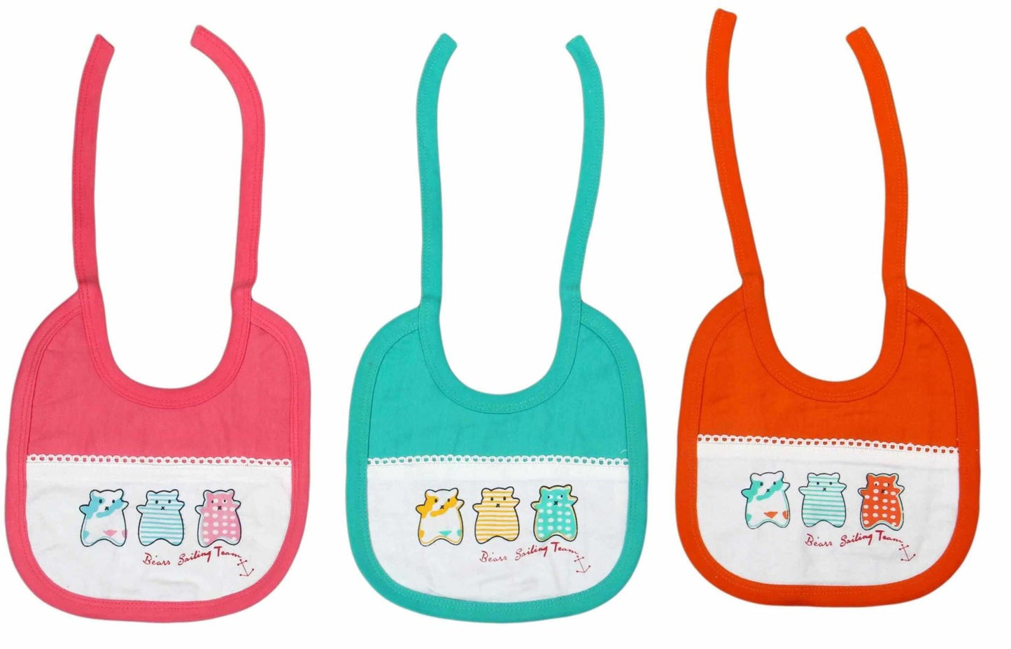 Newborn pure soft cotton bibs for 0-36 month babies pack of 3 pcs. - FAVISM