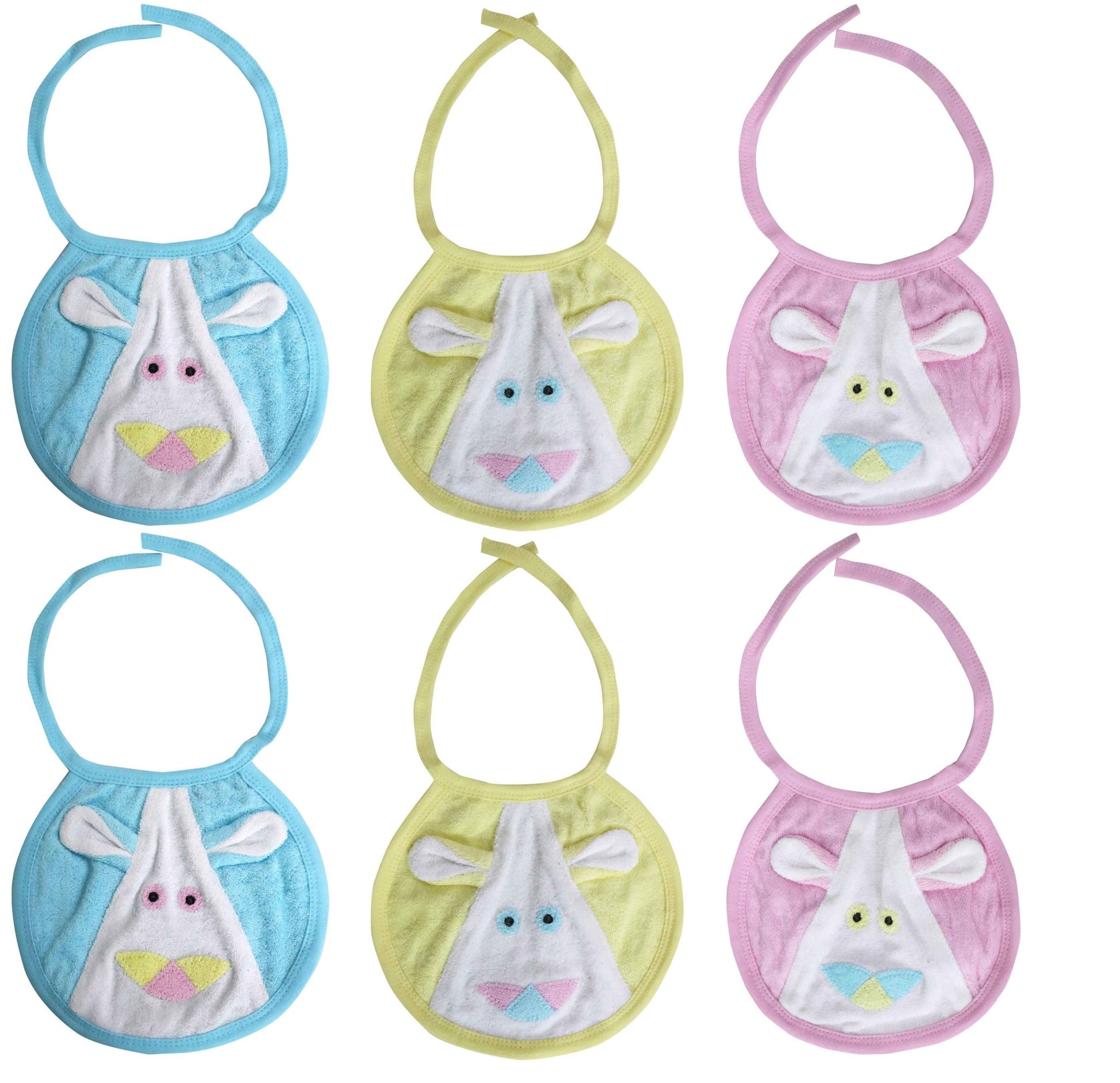 Newborn pure soft cotton bibs for 0-36 month babies pack of 6 pcs. - FAVISM