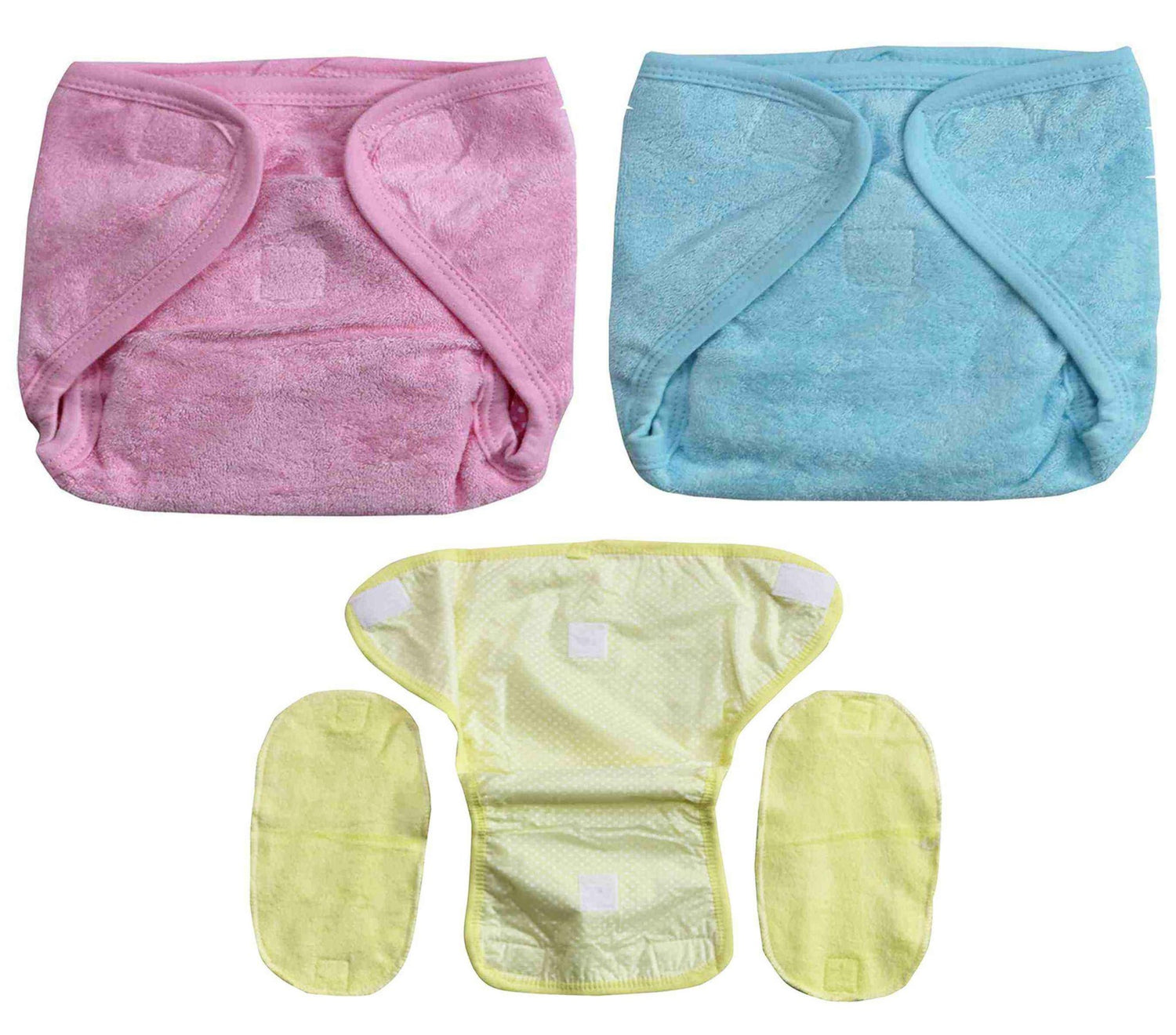 Newborn pure soft cotton reusable padded diapers or nappies pack of 3 pcs. - FAVISM