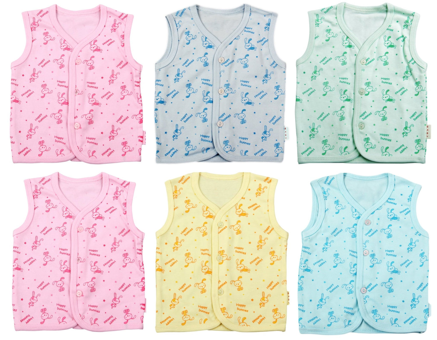 Newborn soft cotton t-shirt for baby boy & baby girl pack of 6 pcs. ( Sleeveless ) - FAVISM