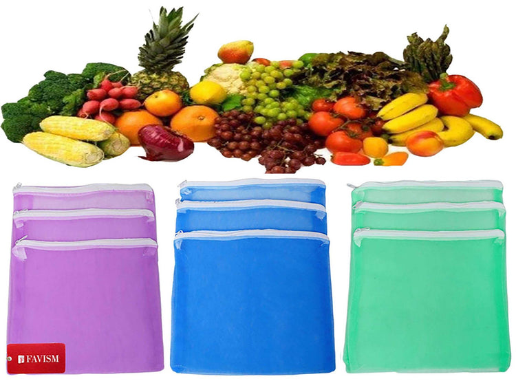 Reusable fruits bags | vegetables grocery bags pack of 9 pcs. - FAVISM