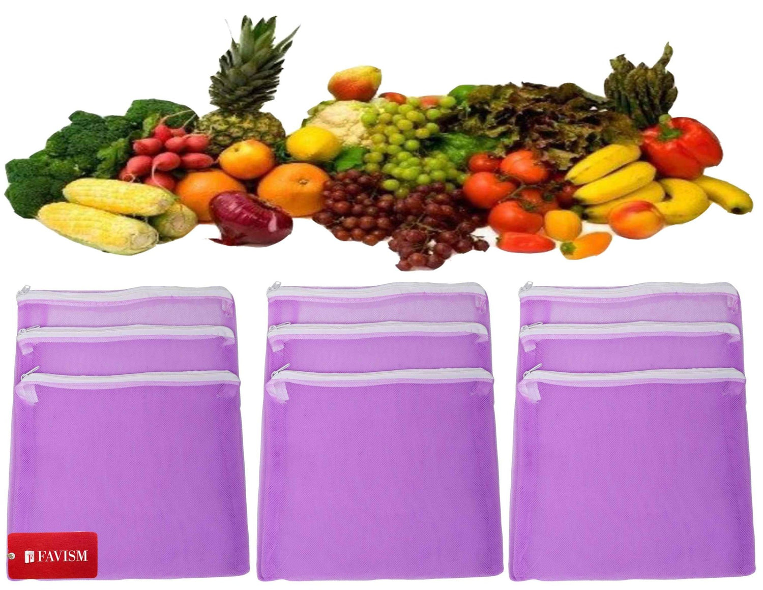 Reusable fruits bags | vegetables grocery bags pack of 9 pcs. - FAVISM