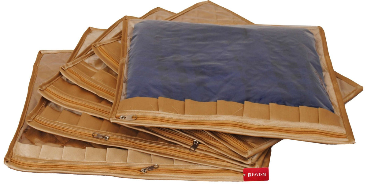 Satin single saree cover | closet storage | garment cover pack of 6 pcs. - FAVISM
